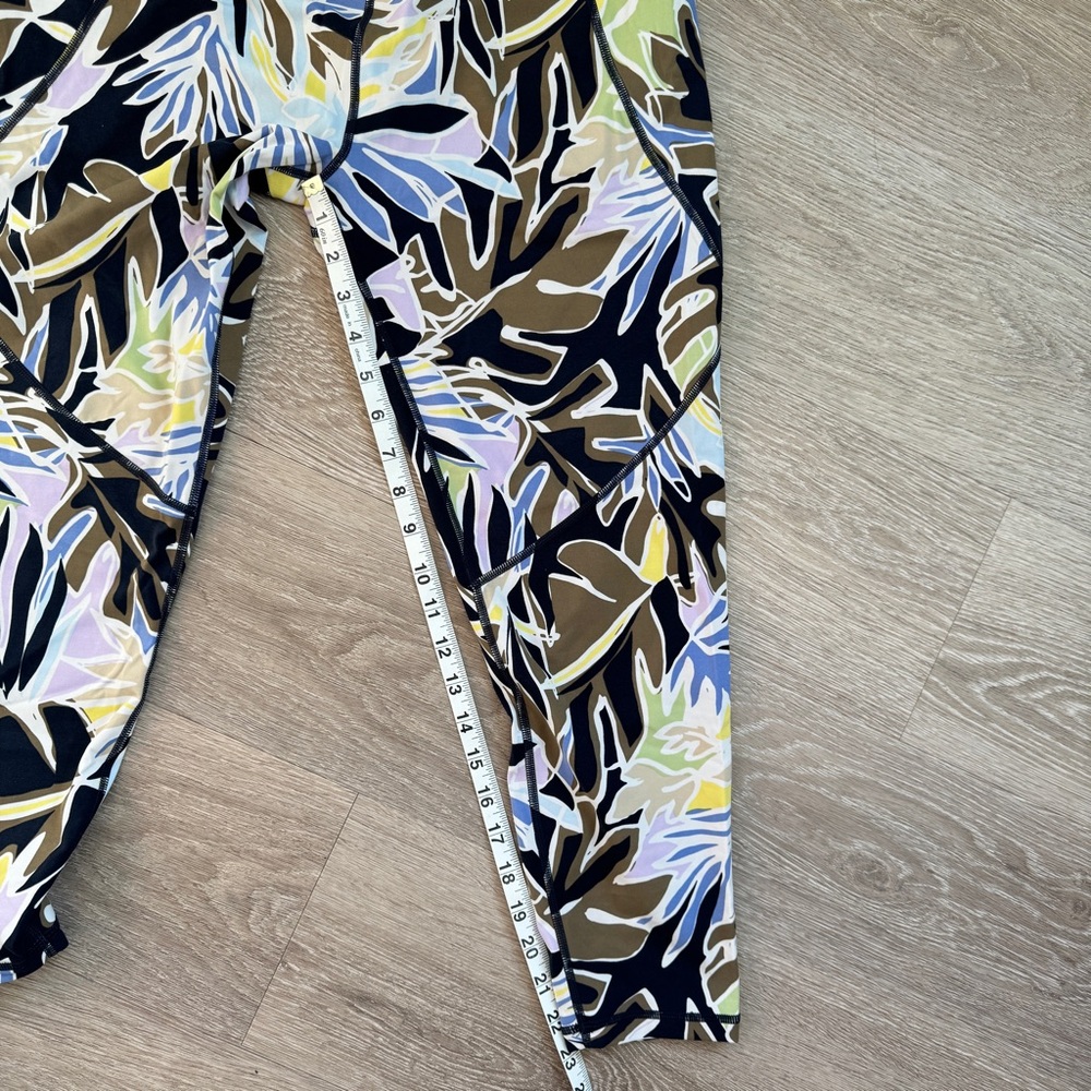 Sweaty Betty 7/8 Power Pocket Workout Leggings, Green Paper Leaf Print, Large - Picture 5 of 7